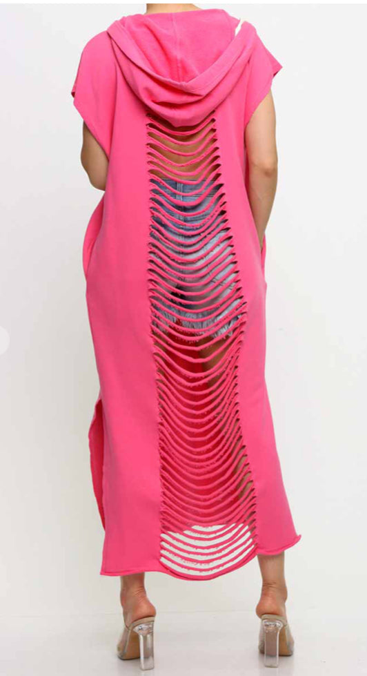 “Danger” Hoodie Dress- Pink